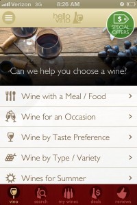 Screenshot of HelloVino Wine App