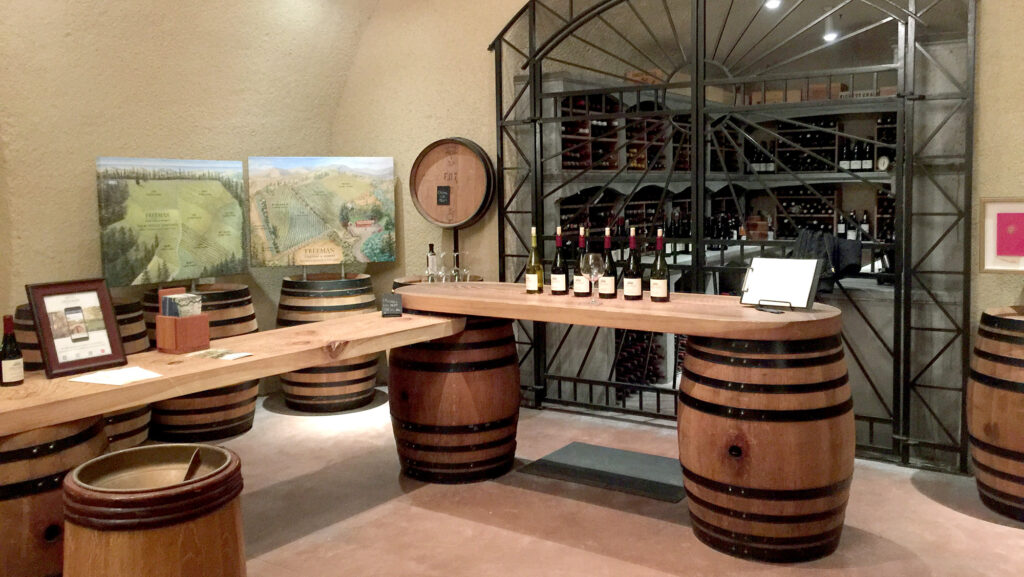 Freeman Vineyard and Winery tasting room in the wine cave