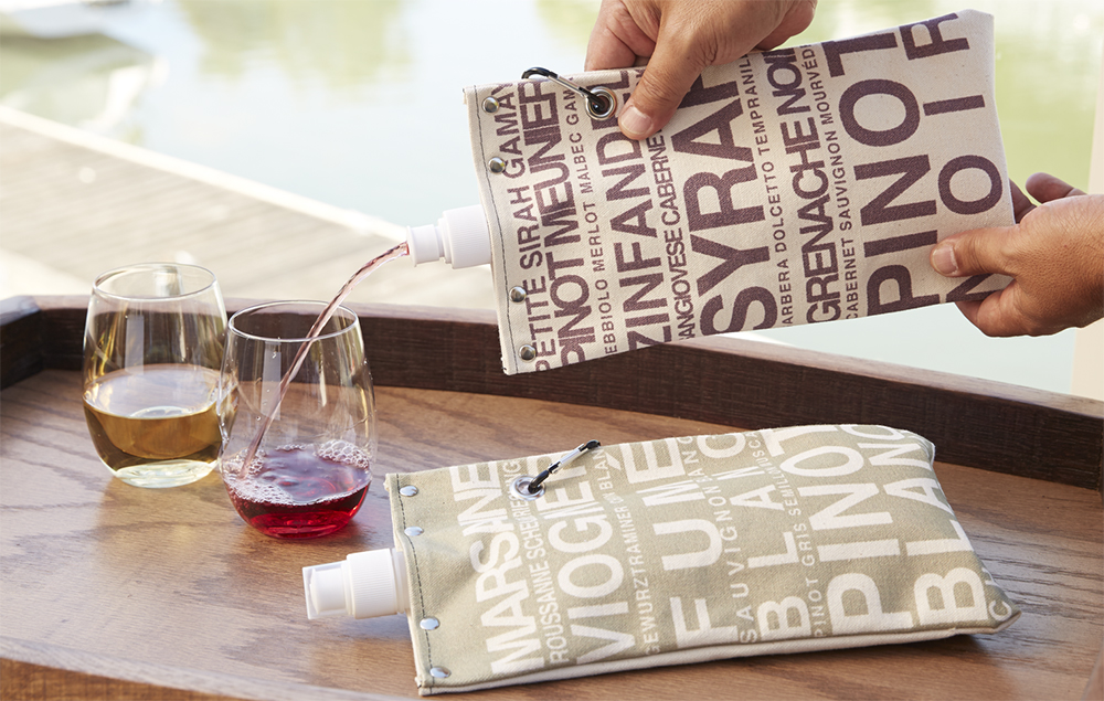 Red & White Canvas Wine Totes