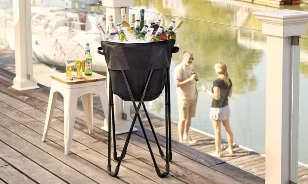 Folding Black Tub Cooler for Wine and Craft Beer