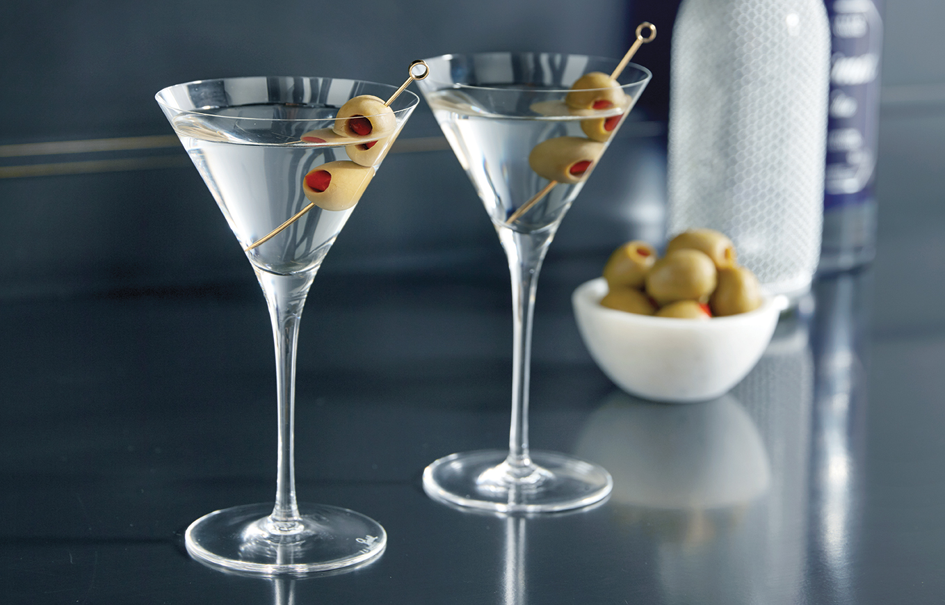 Engravable Jazz Glass Martini Shaker with 2 Stemmed Glasses in