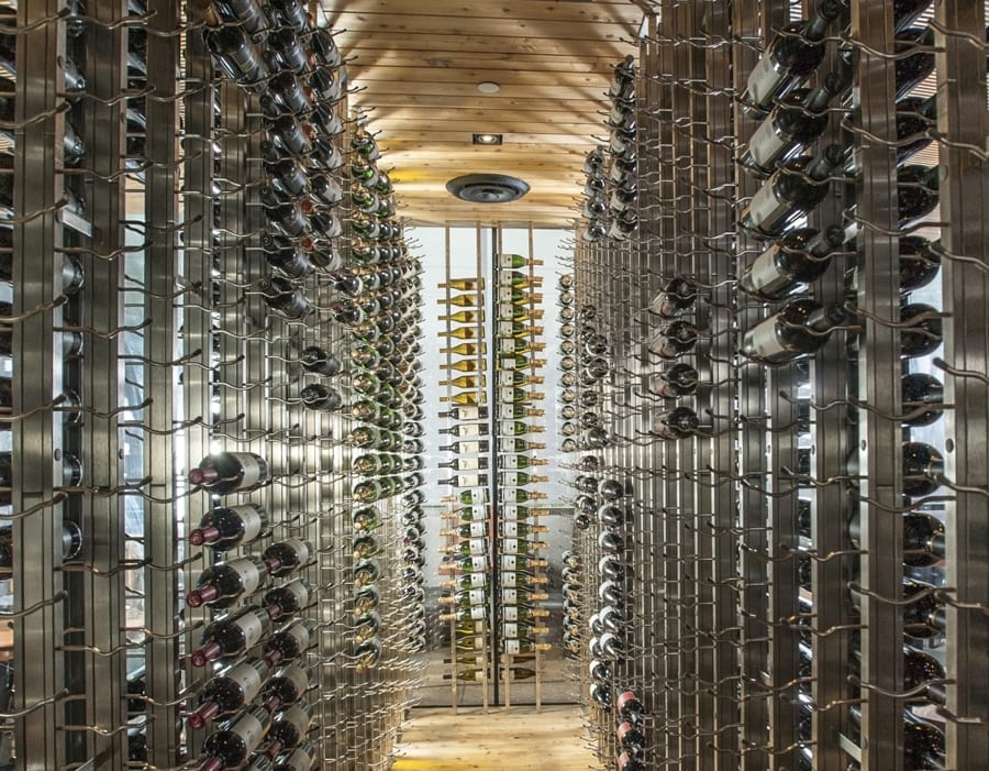 Glass Enclosed Metal Racking Custom Wine Cellar