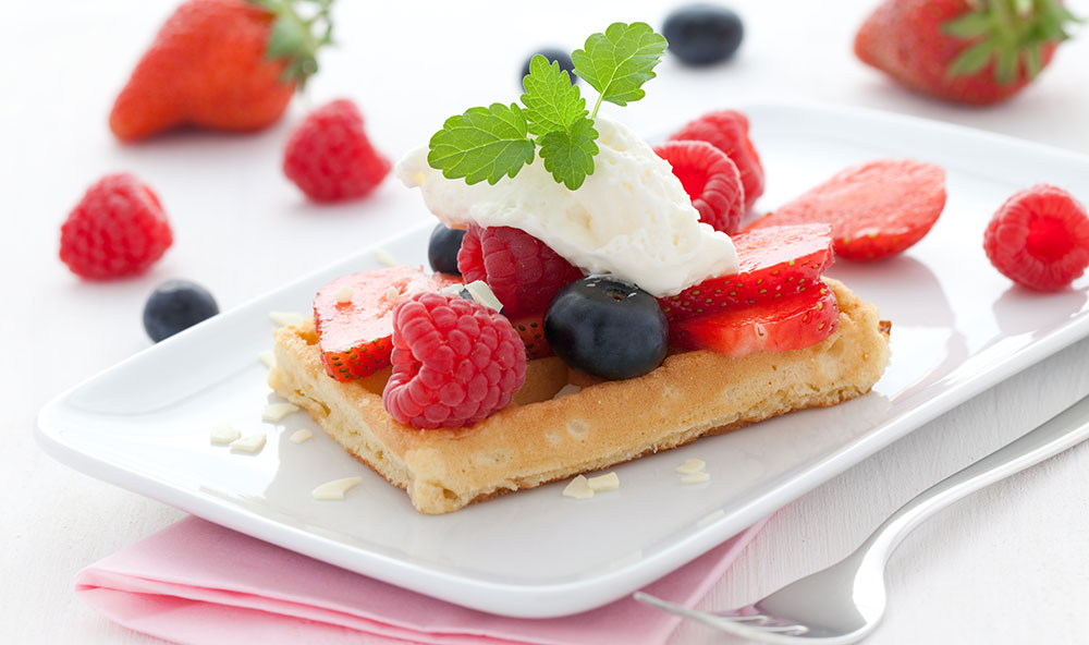 Strawberry Drenched Belgium Waffle