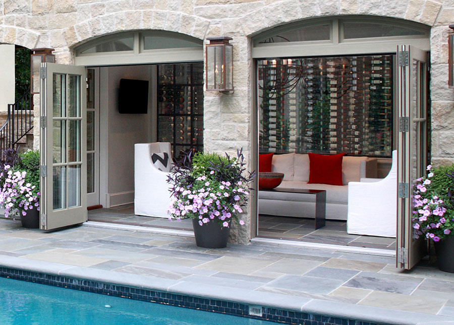 Glass Enclosed Custom Wine Cellar by Pool