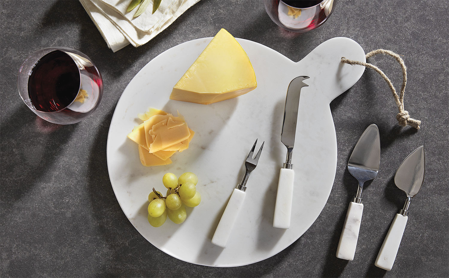 White Marble Cheese Set