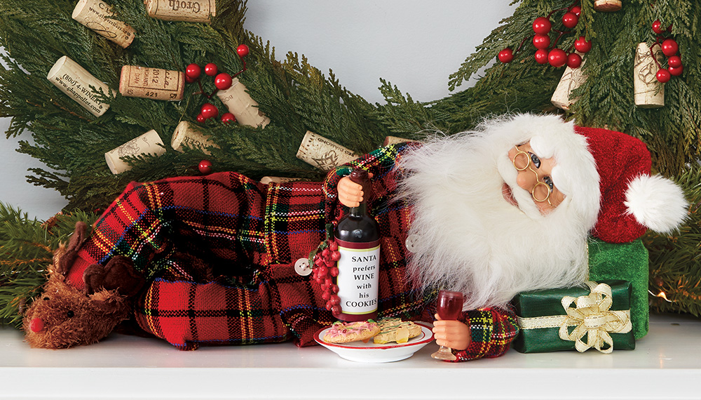 Santa Collectible with Wine & Cookies