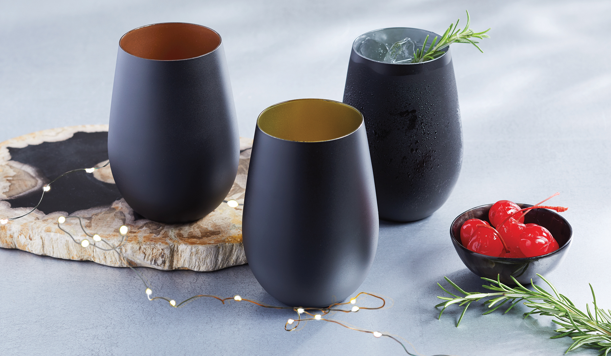 Noir Stemless Wine Glasses