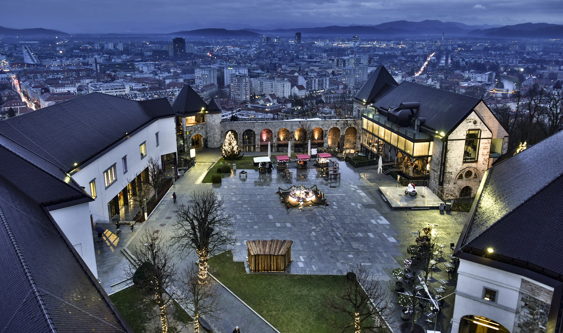 Ljubljana wine travel castle at night