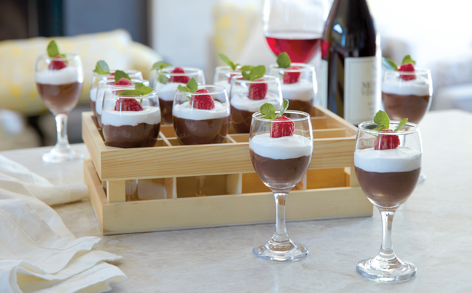 Mini Wine Glasses with Crate