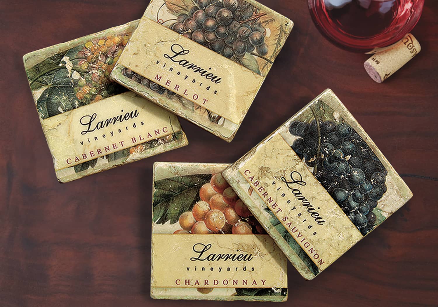 Personalized Marble Grape Coasters